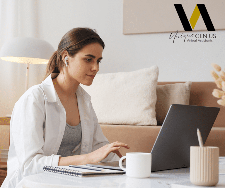woman working on a her laptop while at home - unique genius